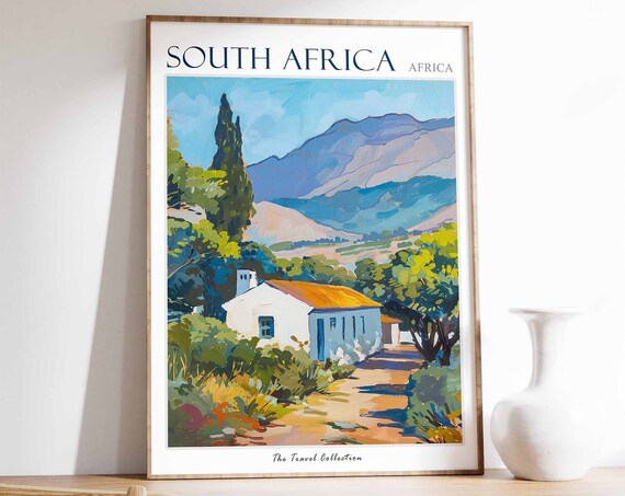South Africa Poster South Africa Travel Print African Decor Tropical Decor Botanical Art African Gift South African Gift