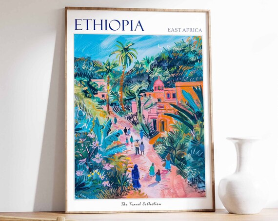 Ethiopia Poster Ethiopia Print Ethiopian Travel Poster African Decor Tropical Decor Botanical Art African Art Ethiopian Gift
