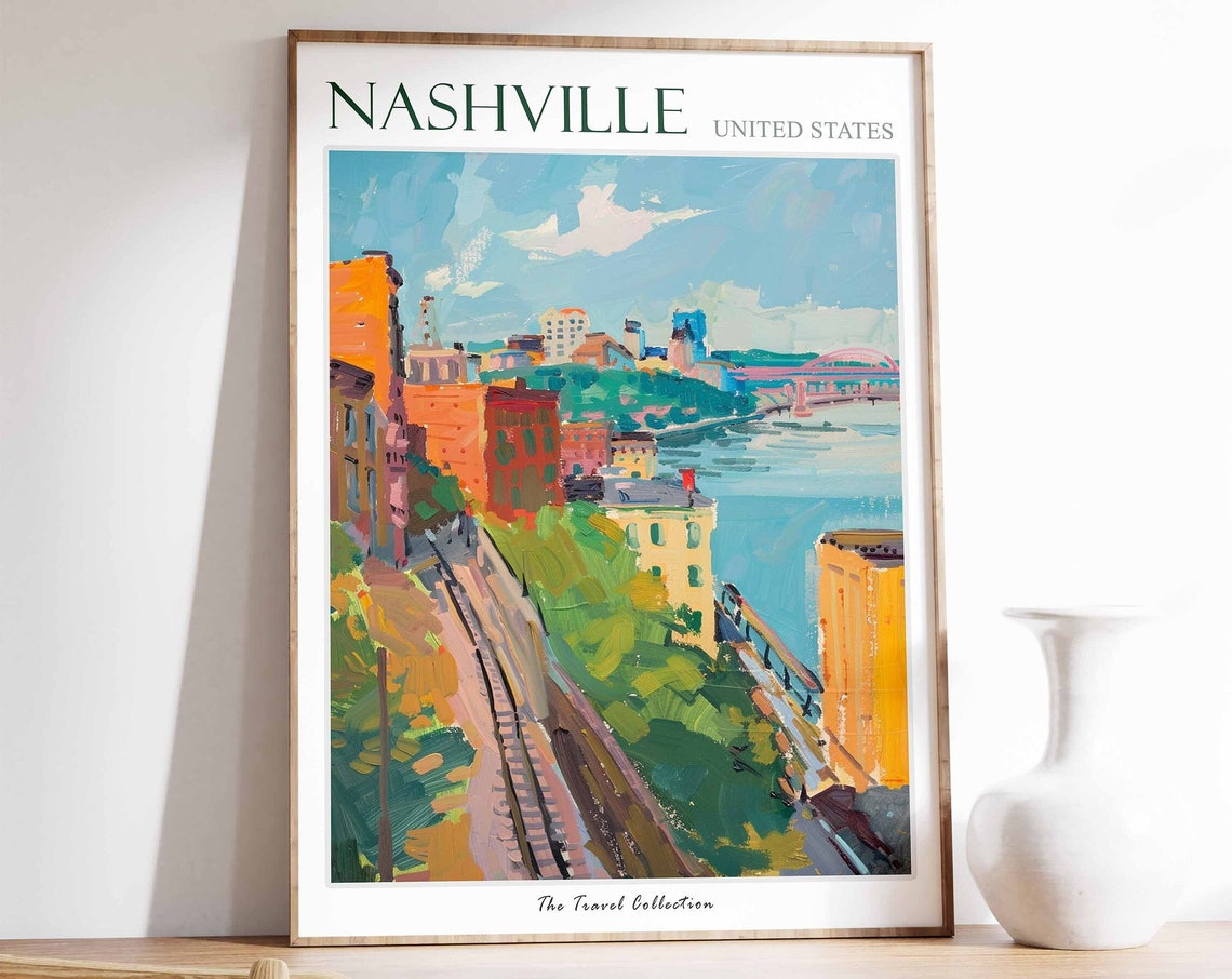 Nashville Travel Poster Nashville Travel Print Tennessee Poster Usa Wall Art Botanical Art Nashville Travel Poster Nashville Gift