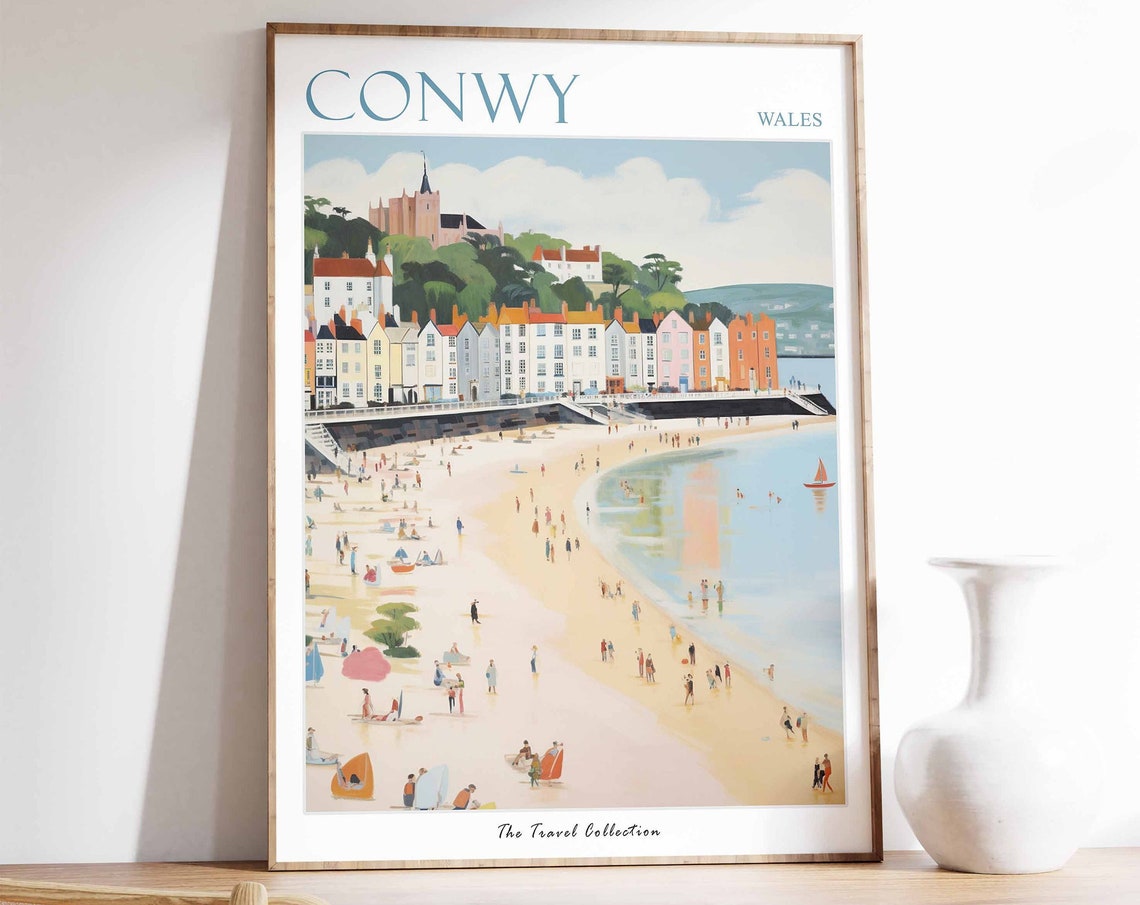 Conwy Poster Conwy Travel Print Wales Travel Poster Welsh Decor Tropical Decor Sea Print Conwy Gift Wales Travel Poster