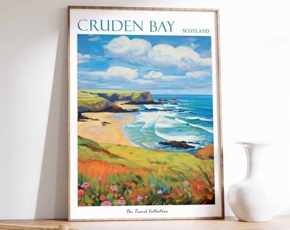 Cruden Bay Poster Cruden Bay Travel Print Scotland Travel Poster Scottish Decor Tropical Decor Sea Print Cruden Bay Gift
