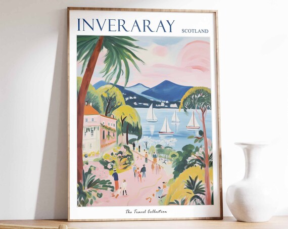 Inveraray Poster Inveraray Travel Print Scotland Travel Poster Scottish Decor Tropical Decor Inveraray Gift Inveraray Travel Poster