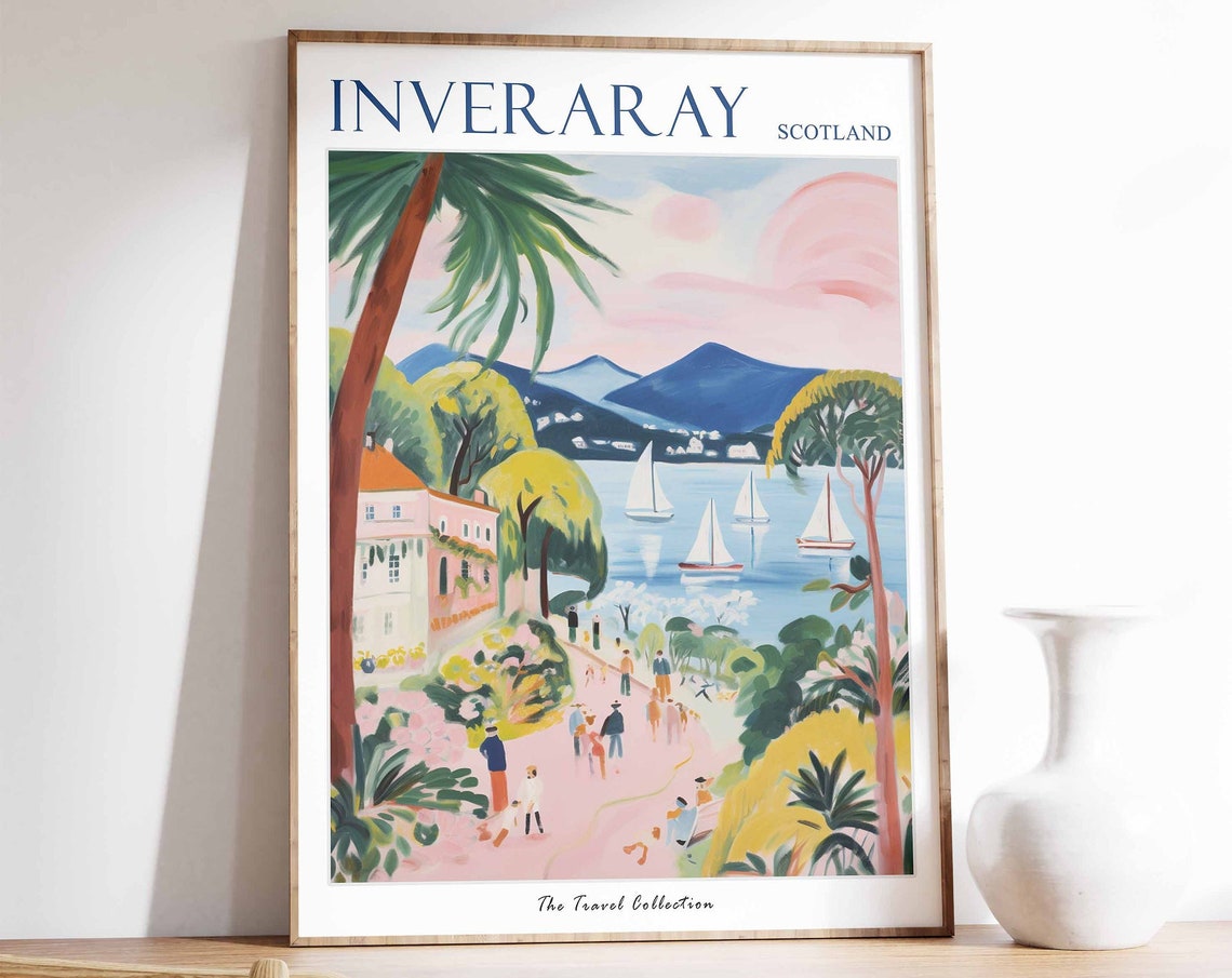 Inveraray Poster Inveraray Travel Print Scotland Travel Poster Scottish Decor Tropical Decor Inveraray Gift Inveraray Travel Poster