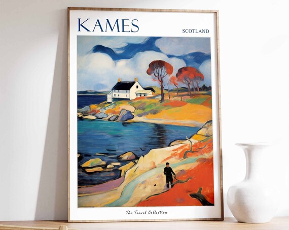 Kames Poster Kames Travel Print Scotland Travel Poster Scottish Decor Tropical Decor Sea Print Kames Gift Kames Travel Poster