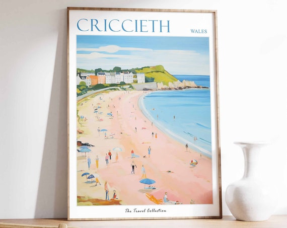Criccieth Poster Criccieth Travel Print Wales Travel Poster Welsh Decor Tropical Decor Sea Print Criccieth Gift Wales Travel Poster
