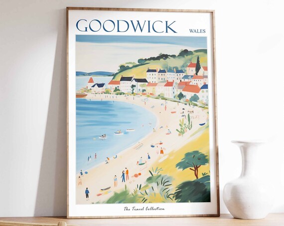 Goodwick Poster Goodwick Travel Print Wales Travel Poster Welsh Decor Tropical Decor Sea Print Goodwick Gift Goodwick Travel Poster