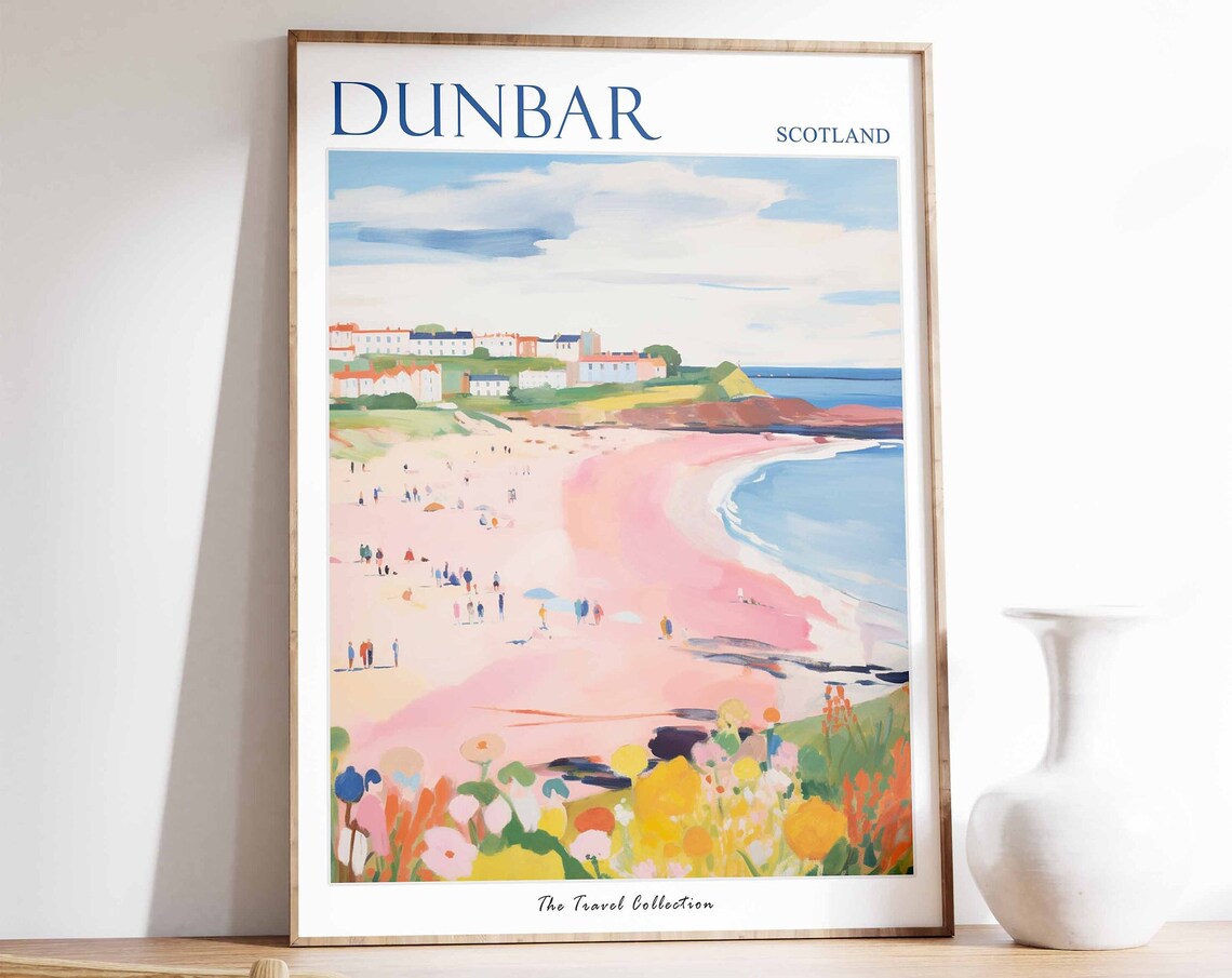 Dunbar Scotland Pink Sand Beach Coastal Town Wildflower Poster
