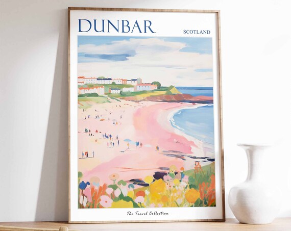 Dunbar Poster Dunbar Travel Print Scotland Travel Poster Scottish Decor Tropical Decor Sea Print Dunbar Gift Dunbar Travel Poster