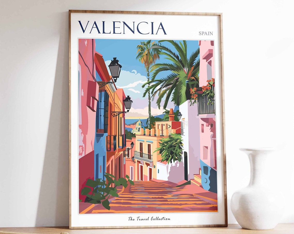 Valencia Poster Valencia Travel Print Tropical Decor City Wall Art French Decor France Travel Print Valencia Gift