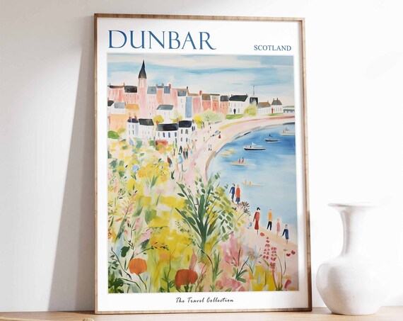 Dunbar Poster Dunbar Travel Print Scotland Travel Poster Scottish Decor Tropical Decor Sea Print Dunbar Gift Dunbar Travel Poster