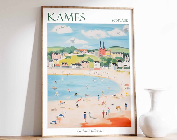 Kames Poster Kames Travel Print Scotland Travel Poster Scottish Decor Tropical Decor Sea Print Kames Gift Kames Travel Poster