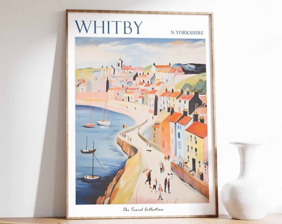 Whitby Poster Whitby Travel Print North Yorkshire Travel Poster British Decor Tropical Decor Whitby Gift Whitby Travel Poster