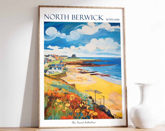 North Berwick Poster North Berwick Travel Print Scotland Travel Poster Scottish Decor Tropical Decor North Berwick Travel Poster