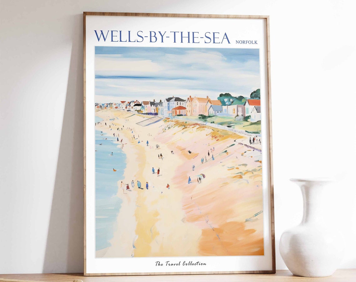 Wells Next The Sea Poster Wells Next The Sea Travel Print Norfolk Travel Poster British Decor Wells Next The Sea Travel Poster