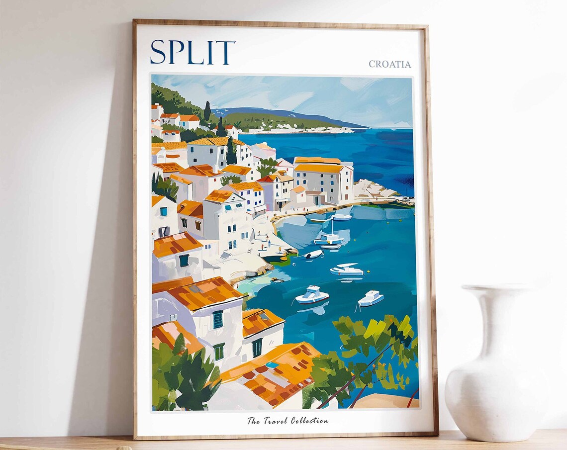 Split Poster Split Travel Print Tropical Decor Sea Wall Art Split Decor Croatia Travel Print Split Gift Split Travel Poster