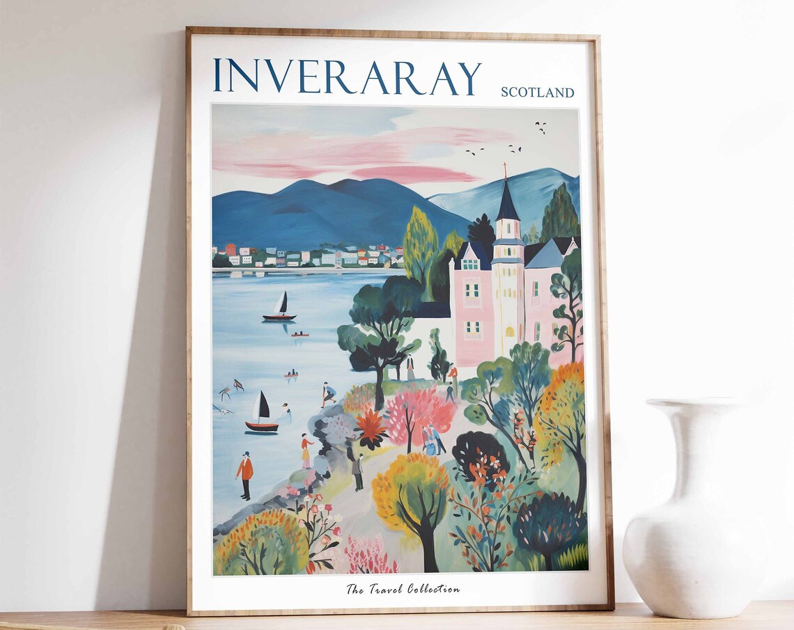 Inveraray Poster Inveraray Travel Print Scotland Travel Poster Scottish Decor Tropical Decor Inveraray Gift Inveraray Travel Poster