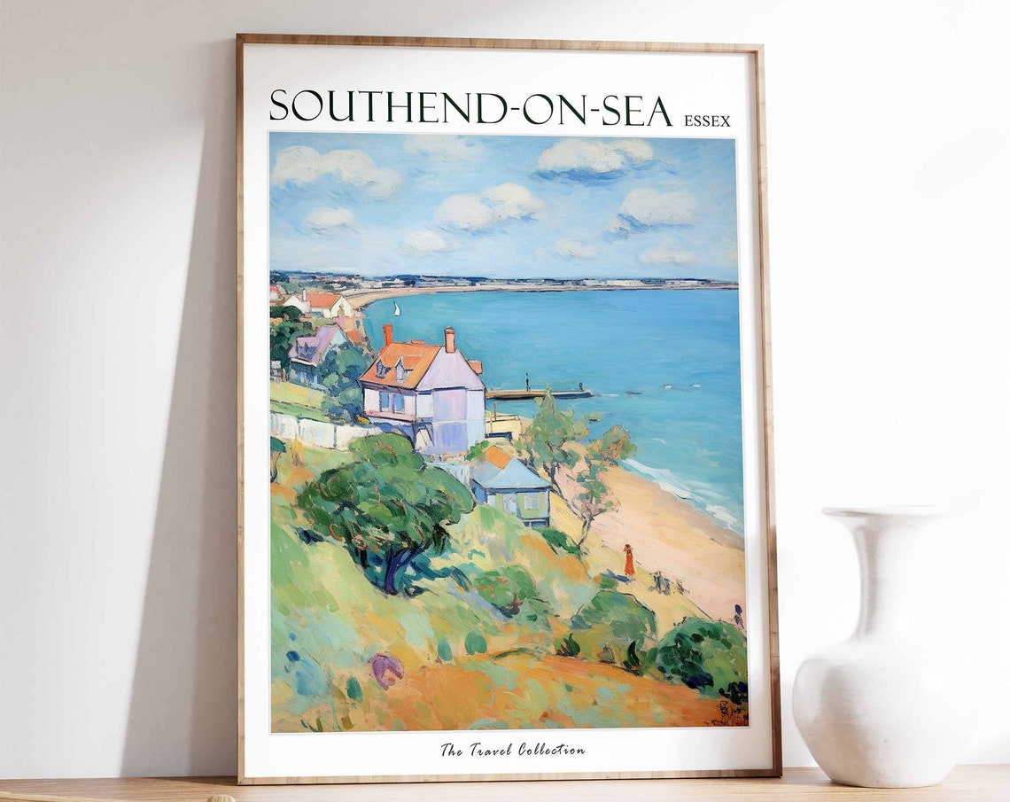 Southend On Sea Poster Southend On Sea Travel Print Essex Travel Poster British Decor Tropical Decor Southend On Sea Travel Poster