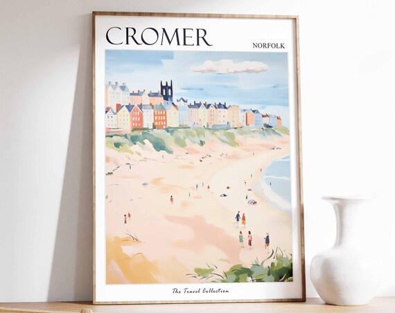 Cromer Poster Cromer Travel Print Norfolk Travel Poster British Decor Tropical Decor Sea Print Cromer Gift Cromer Travel Poster
