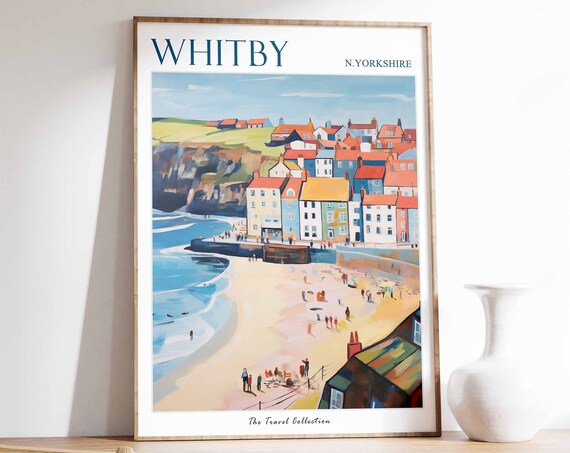 Whitby Poster Whitby Travel Print North Yorkshire Travel Poster British Decor Tropical Decor Whitby Gift Whitby Travel Poster