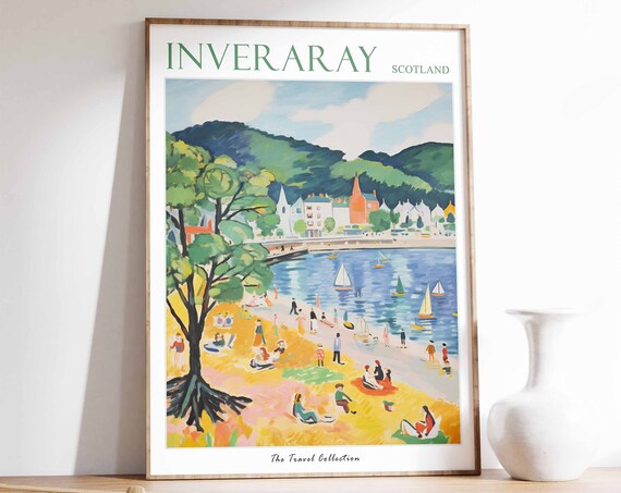 Inveraray Poster Inveraray Travel Print Scotland Travel Poster Scottish Decor Tropical Decor Inveraray Gift Inveraray Travel Poster
