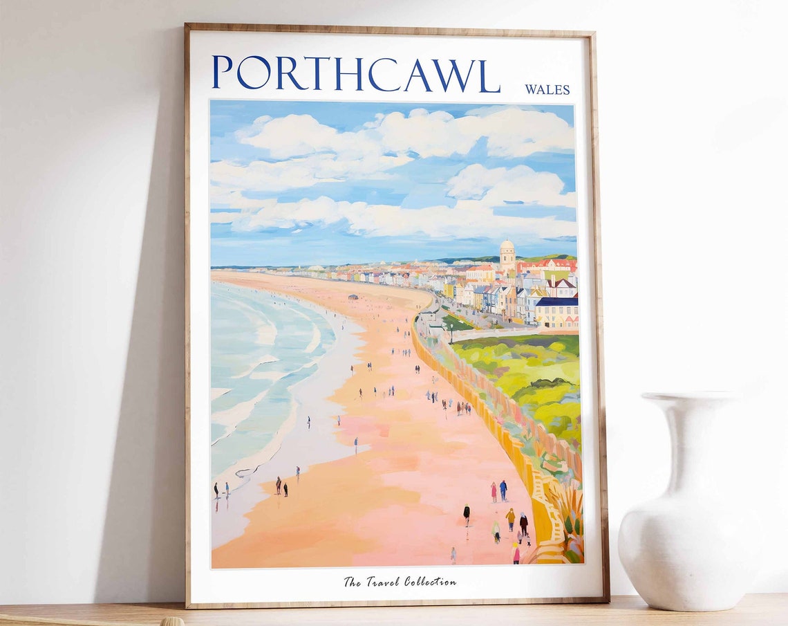 Porthcawl Poster Porthcawl Travel Print Wales Travel Poster Welsh Decor Tropical Decor Porthcawl Gift Porthcawl Travel Poster