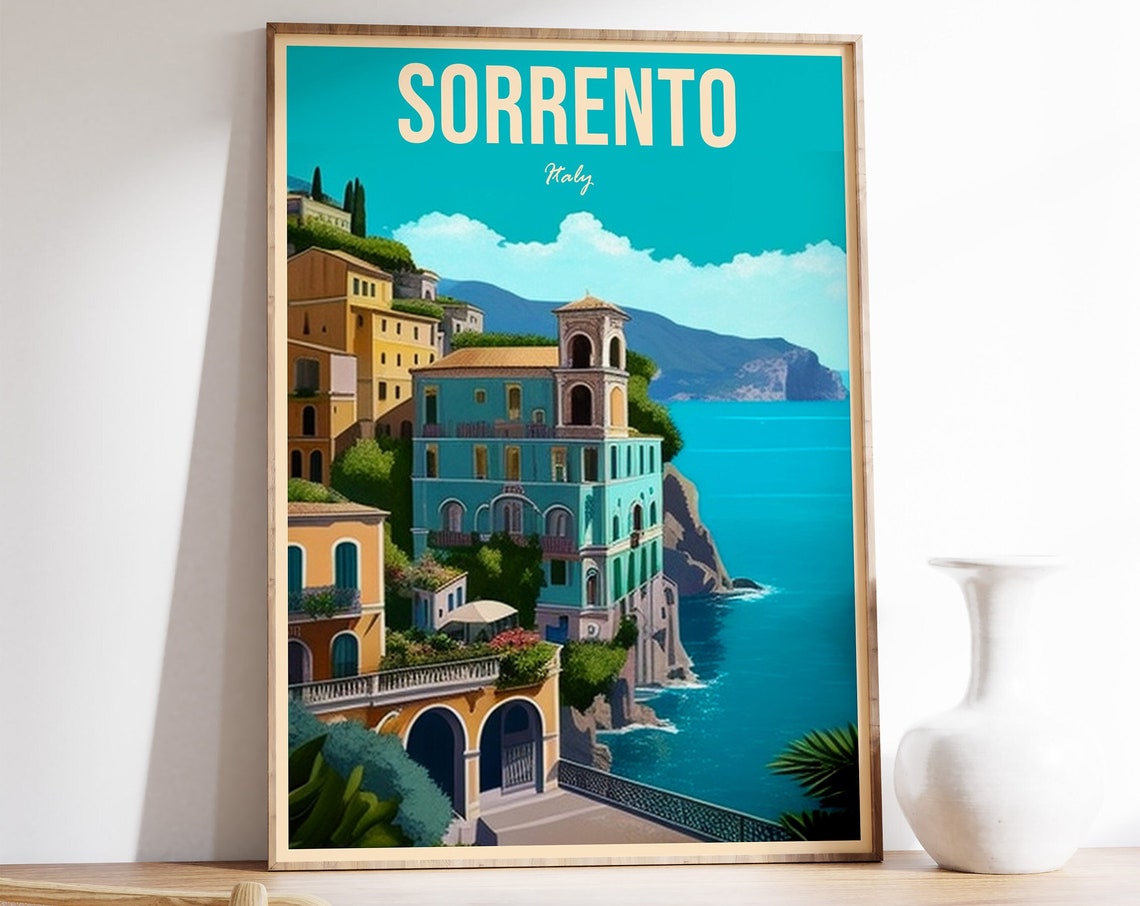 Sorrento Travel Print Sorrento Travel Poster Italy Travel Wall Art Colourful Travel Art Vintage Travel Travel Gift A1a2a3a4