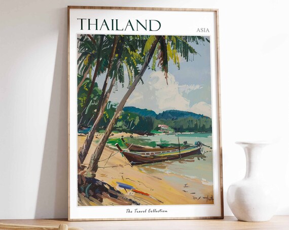 Thailand Poster Thailand Travel Print Thai Decor Oriental Art Tropical Wall Art Botanical Print Thai Gift Thai Wall Art Thailand Art