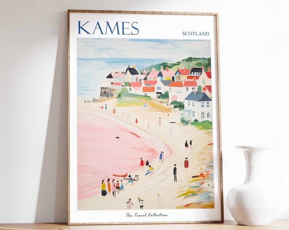 Kames Poster Kames Travel Print Scotland Travel Poster Scottish Decor Tropical Decor Sea Print Kames Gift Kames Travel Poster