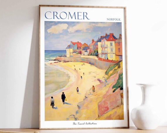 Cromer Poster Cromer Travel Print Norfolk Travel Poster British Decor Tropical Decor Sea Print Cromer Gift Cromer Travel Poster