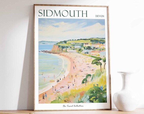 Sidmouth Poster Sidmouth Travel Print Devon Travel Poster British Decor Tropical Decor Sea Print Sidmouth Gift Sidmouth Travel Poster
