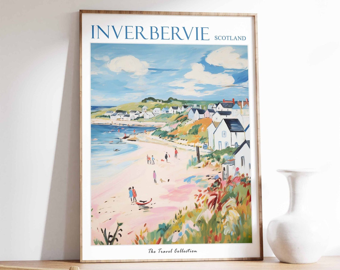 Inverbervie Poster Inverbervie Travel Print Scotland Travel Poster Scottish Decor Tropical Decor Sea Print Inverbervie Travel Poster