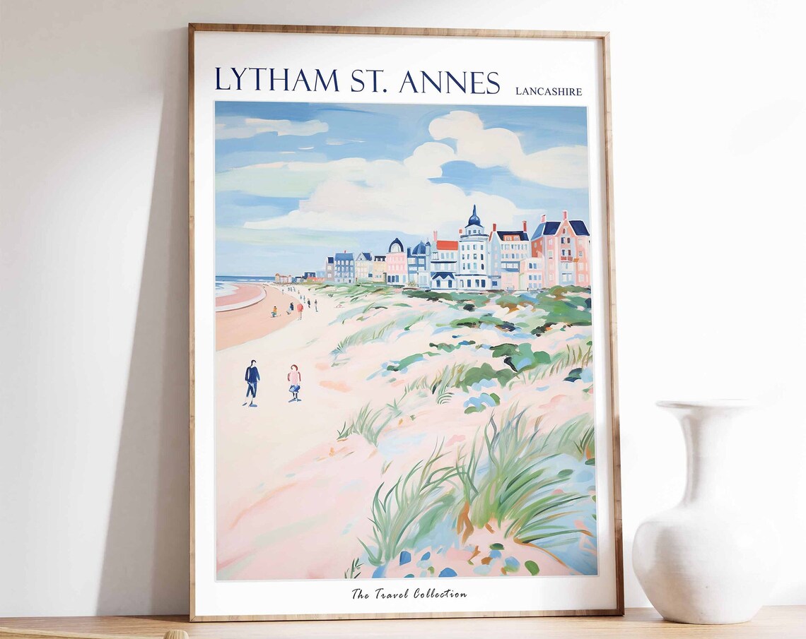 Lytham St Annes Lancashire Sandy Beach Pastel Promenade Art Poster