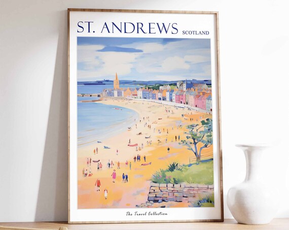 St Andrews Poster St Andrews Travel Print Scotland Travel Poster Scottish Decor Tropical Decor Sea Print St Andrews Travel Poster