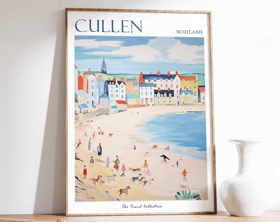 Cullen Poster Cullen Travel Print Scotland Travel Poster Scottish Decor Tropical Decor Sea Print Cullen Gift Cullen Travel Poster