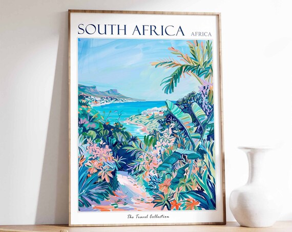 South Africa Poster South Africa Travel Print African Decor Tropical Decor Botanical Art African Gift South African Gift