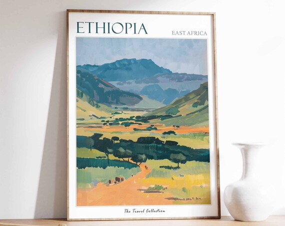 Ethiopia Poster Ethiopia Print Ethiopian Travel Poster African Decor Tropical Decor Botanical Art African Art Ethiopian Gift