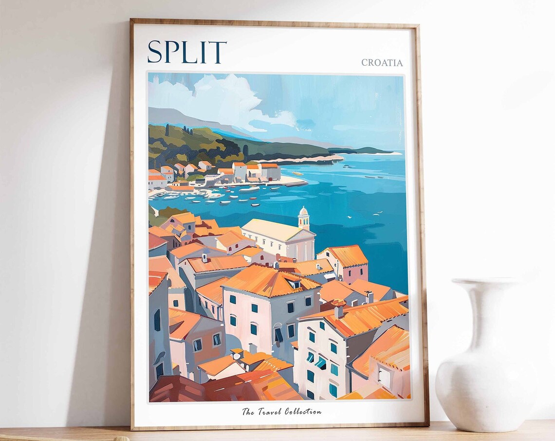 Split Poster Split Travel Print Tropical Decor Sea Wall Art Split Decor Croatia Travel Print Split Gift Split Travel Poster