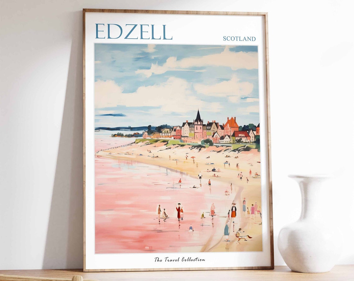 Edzell Poster Edzell Travel Print Scotland Travel Poster Scottish Decor Tropical Decor Sea Print Edzell Gift Edzell Travel Poster