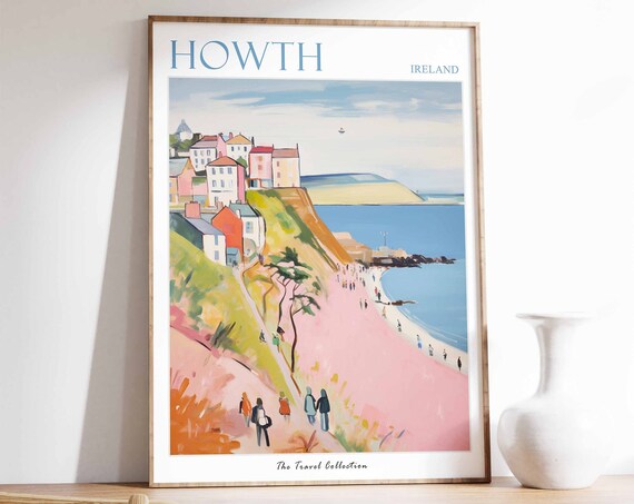 Howth Poster Howth Travel Print Ireland Travel Poster Irish Decor Tropical Decor Sea Print Howth Gift Howth Travel Poster