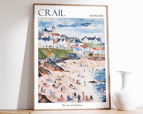 Crail Poster Crail Travel Print Scotland Travel Poster Scottish Decor Tropical Decor Sea Print Crail Gift Scotland Travel Poster