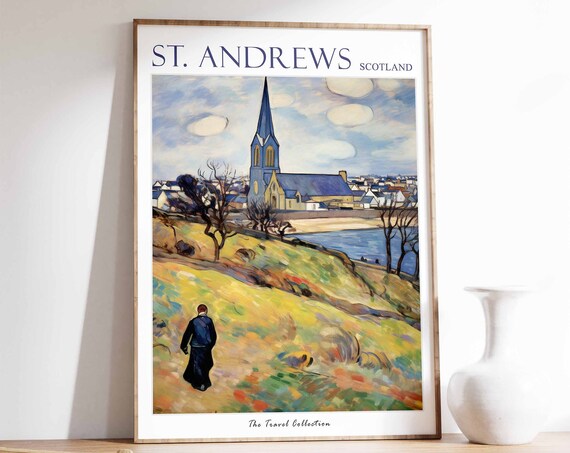 St Andrews Poster St Andrews Travel Print Scotland Travel Poster Scottish Decor Tropical Decor Sea Print St Andrews Travel Poster