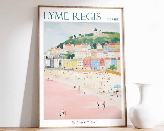Lyme Regis Poster Lyme Regis Travel Print Dorset Travel Poster British Decor Tropical Decor Lyme Regis Gift Lyme Regis Travel Poster