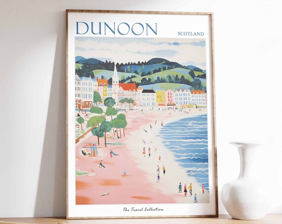 Dunoon Poster Dunoon Travel Print Scotland Travel Poster Scottish Decor Tropical Decor Sea Print Dunoon Gift Dunoon Travel Poster