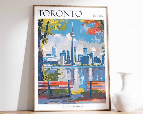 Toronto Poster Toronto Travel Print Tropical Decor City Wall Art Canadian Decor Canada Travel Print Toronto Gift