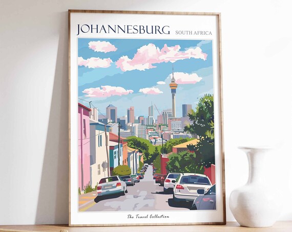 Johannesburg Poster Johannesburg Travel Print Tropical Decor City Wall Art African Decor Africa Travel Print Johannesburg Gift