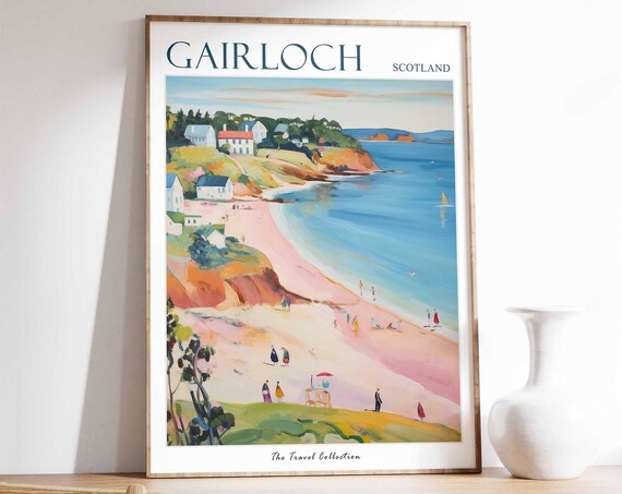 Gairloch Poster Gairloch Travel Print Scotland Travel Poster Scottish Decor Tropical Decor Sea Print Gairloch Gift