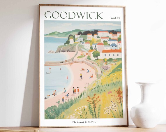 Goodwick Poster Goodwick Travel Print Wales Travel Poster Welsh Decor Tropical Decor Sea Print Goodwick Gift Goodwick Travel Poster