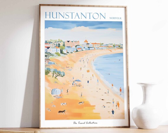 Hunstanton Poster Hunstanton Travel Print Norfolk Travel Poster British Decor Tropical Decor Hunstanton Gift Hunstanton Travel Poster