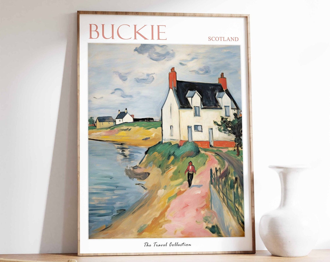 Buckie Poster Buckie Travel Print Scotland Poster Scottish Travel Poster Beach Art Buckie Gift Coastal Decor Seaside Art