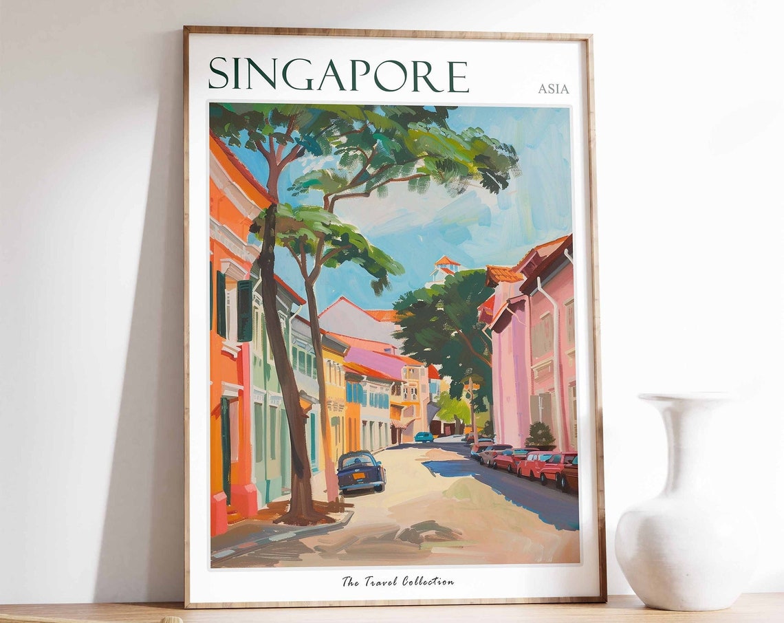 Singapore Poster Singapore Travel Print Tropical Decor City Wall Art Singaporean Decor Asia Travel Print Singapore Gift